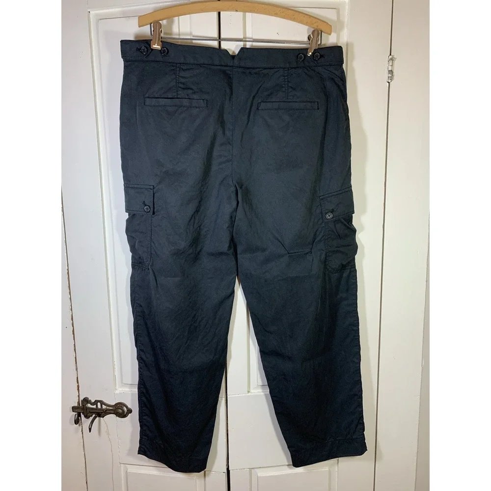 Banana‎ Republic Cargo Pants Women's Size 12 Black Lyocell Zip Buttons Goth Emo
